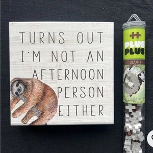 Sloth Lot ~ Puzzle And Wooden Sign Plaque TURNS OUT I’M NOT AN AFTERNOON PERSON